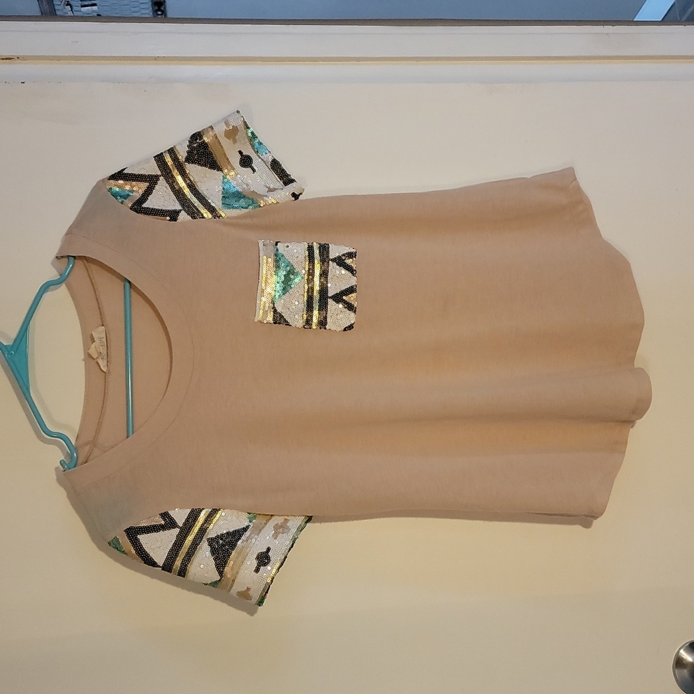 Aztec and sequin top